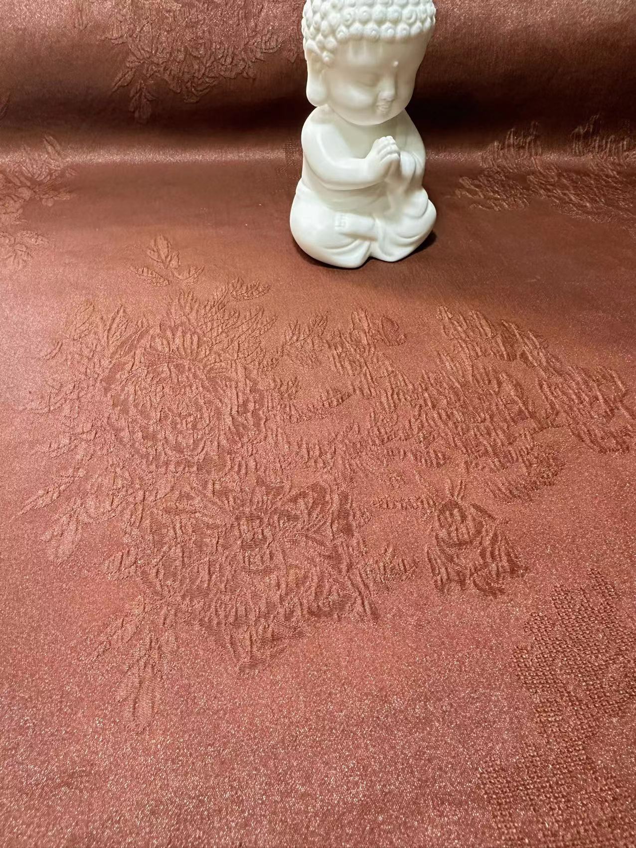 SXZTAN - Handmade 25 Momme HUALUO Jacquard Hongyunsha Mud Silk Fabric (Openwork texture) - 114cm by the Yard