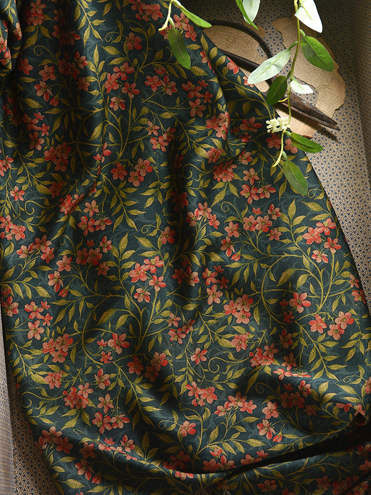 RYHONXIU - Hight 60 Count Rayon Satin Faux Silk Chinese Style Floral Cheongsam Dress Fabric - 145cm wide by the Yard