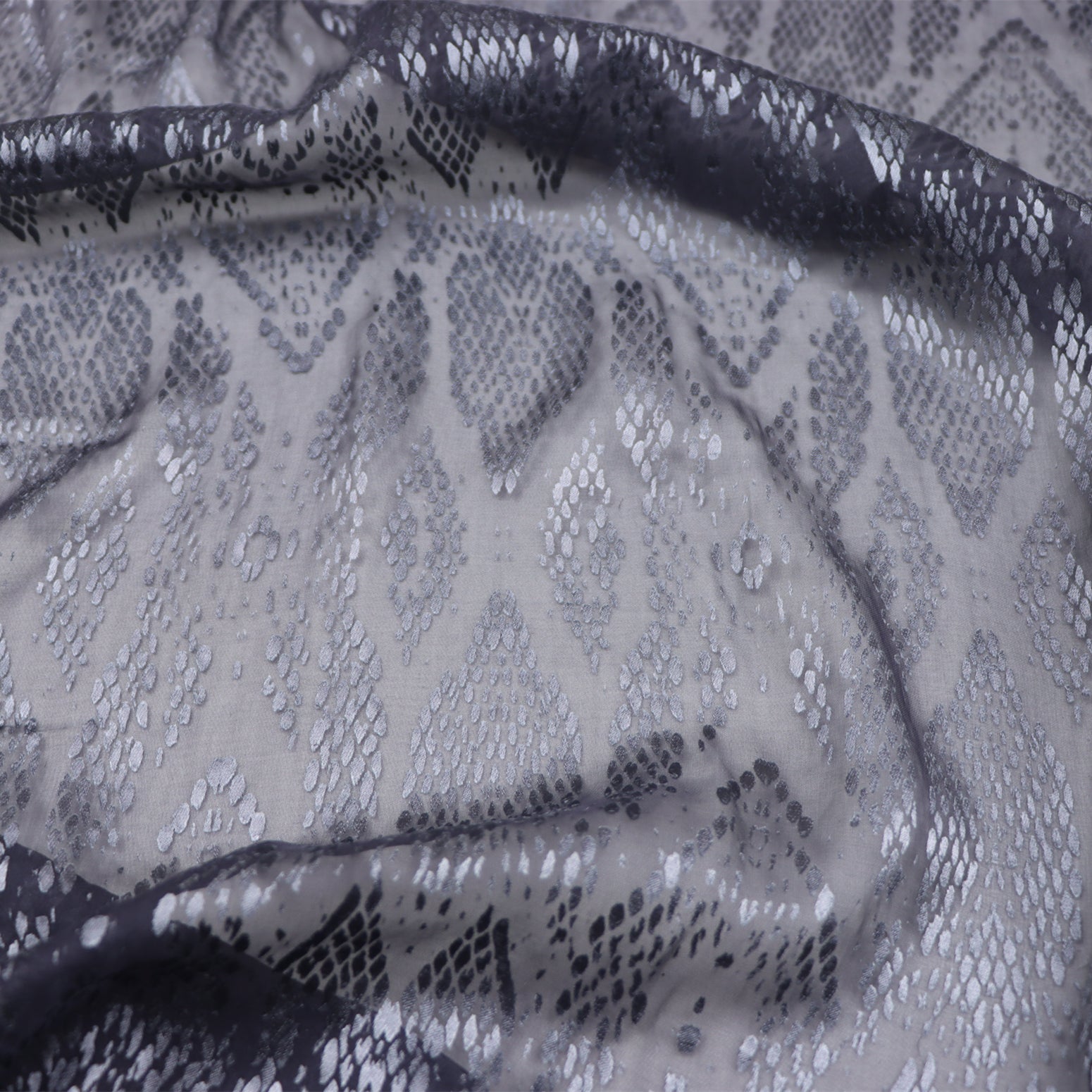 JFHHSP - 11 Momme Faux Snakeskin Pattern Style Sheer Burnout Silk Devore Satin Fabric - 114cm wide by the Yard