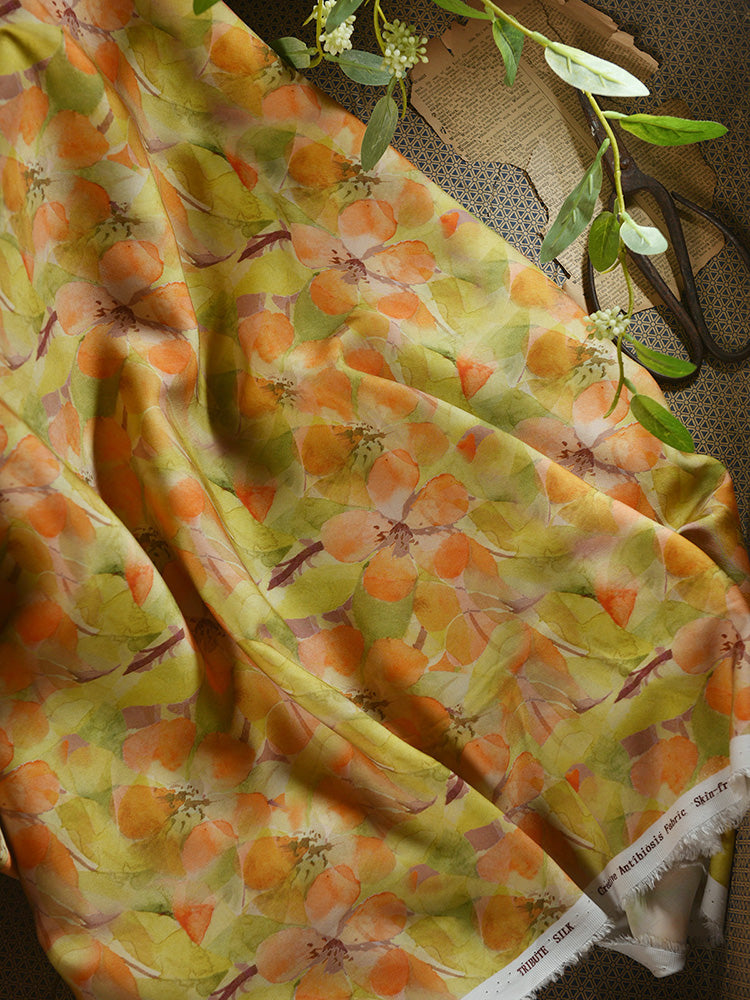 RYQIANCA- Hight 60 Count Rayon Satin Faux Silk Chinese Style Floral Cheongsam Dress Fabric - 145cm wide by the Yard