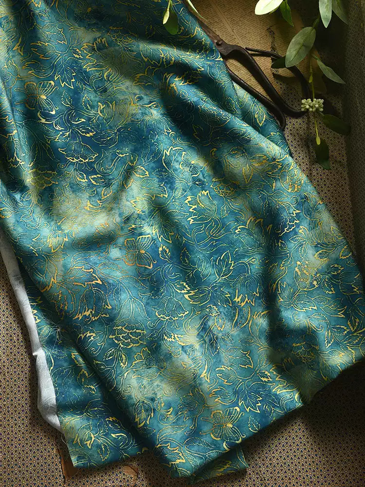 RYYOULAN - Hight 60 Count Rayon Satin Faux Silk Chinese Style Floral Cheongsam Dress Fabric - 145cm wide by the Yard