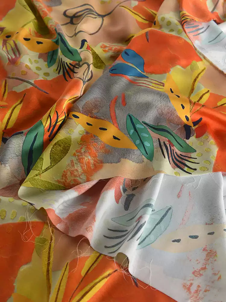 RYYINXIA - Hight 60 Count Rayon Satin Faux Silk Chinese Style Floral Cheongsam Dress Fabric - 145cm wide by the Yard