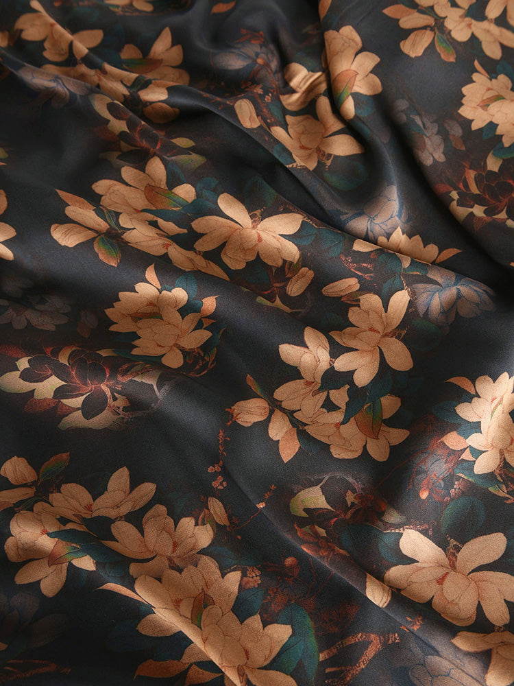 RYYELIAN - Hight 60 Count Rayon Satin Faux Silk Chinese Style Floral Cheongsam Dress Fabric - 145cm wide by the Yard
