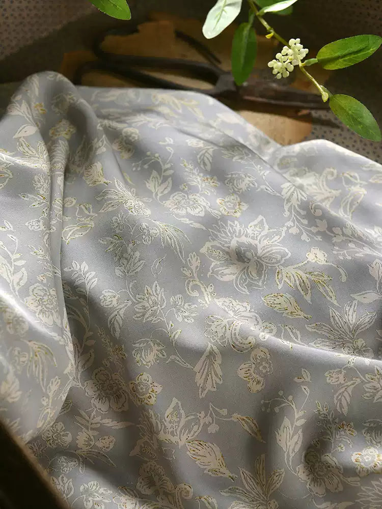 RYSUXIAN - Hight 60 Count Rayon Satin Faux Silk Chinese Style Floral Cheongsam Dress Fabric - 145cm wide by the Yard