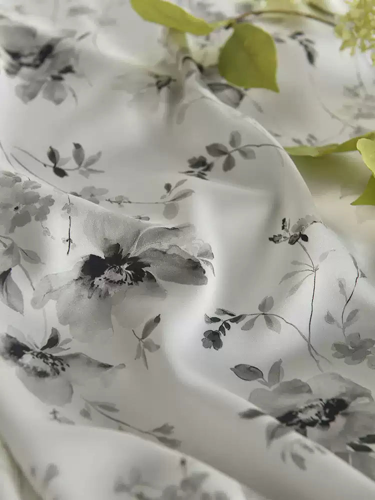 RYSUJING - Hight 60 Count Rayon Satin Faux Silk Chinese Style Floral Cheongsam Dress Fabric - 145cm wide by the Yard