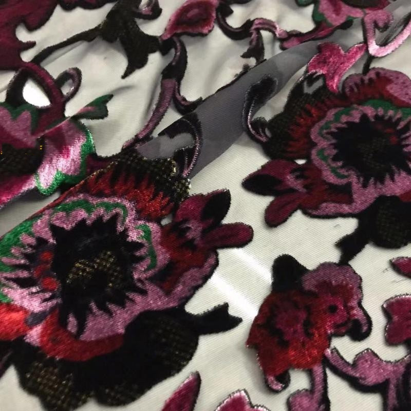 JIUHEN - Semi-sheer with a Draping Effect Burnout Silk Velvet Satin Fabric - 114cm wide by the Yard