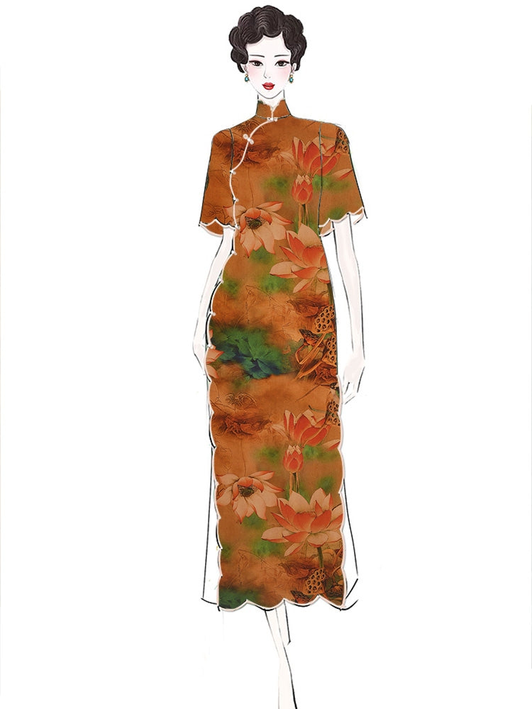 RYXIAHEE- Hight 60 Count Rayon Satin Faux Silk Chinese Style Floral Cheongsam Dress Fabric - 145cm wide by the Yard