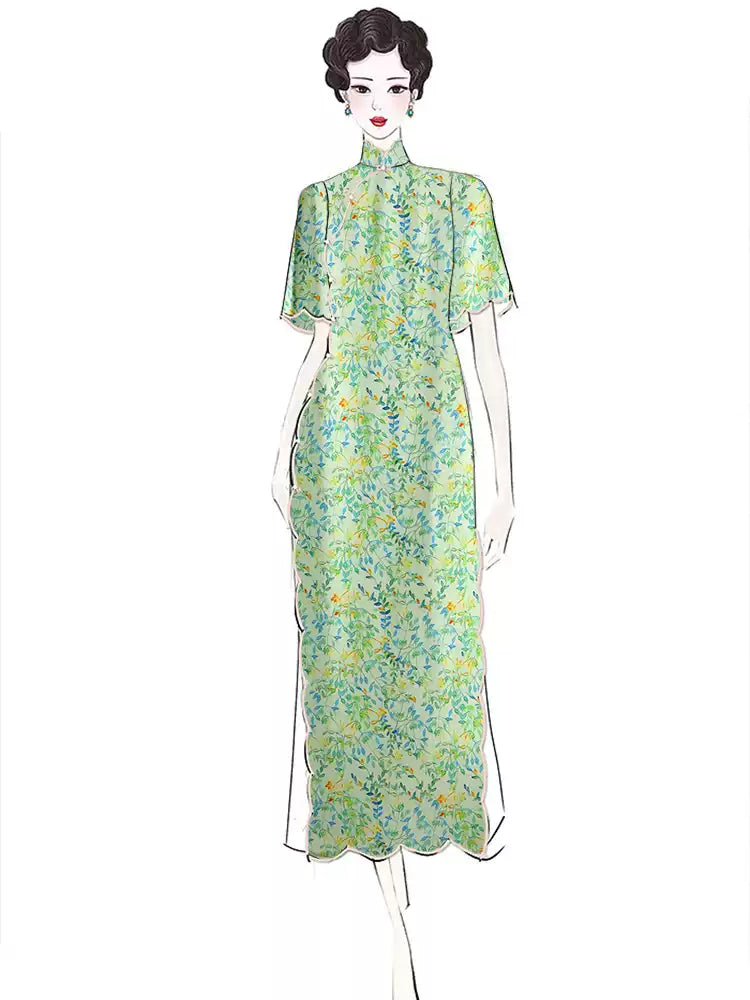 RYNANZHI - Hight 60 Count Rayon Satin Faux Silk Chinese Style Floral Cheongsam Dress Fabric - 145cm wide by the Yard