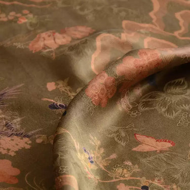 YPSHFZ - Handmade 26 Momme HUALUO Jacquard Mud Silk Fabric (Openwork texture) - 110cm by the Yard