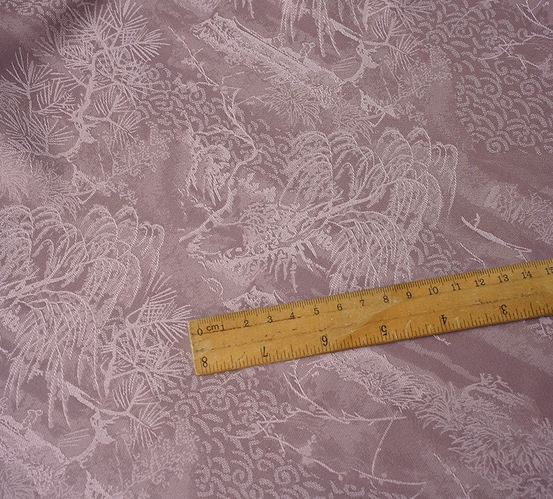 BUSZANF - Dirty Pink and Small Tree Jacquard Satin Polyester Fabric - 152cm by the yard