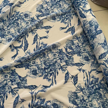 DDQHCI - 16 momme Floral Print Silk Crepe de Chine Fabric - 110cm wide by the Yard