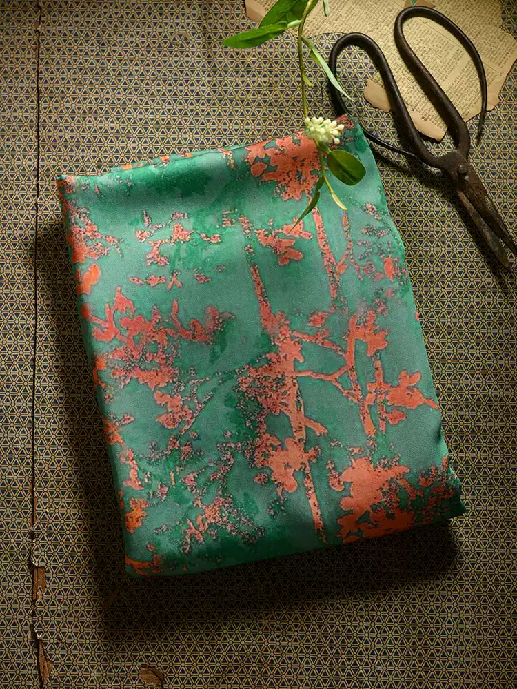 RYHONSAN - Hight 60 Count Rayon Satin Faux Silk Chinese Style Floral Cheongsam Dress Fabric - 145cm wide by the Yard