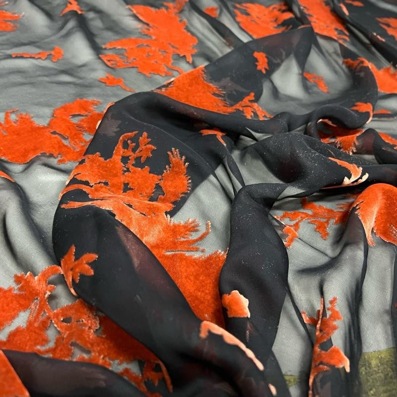 GAOMIH - Semi-sheer with a Draping Effect Sheer Burnout Silk Velvet Satin Fabric - 140cm wide by the Yard