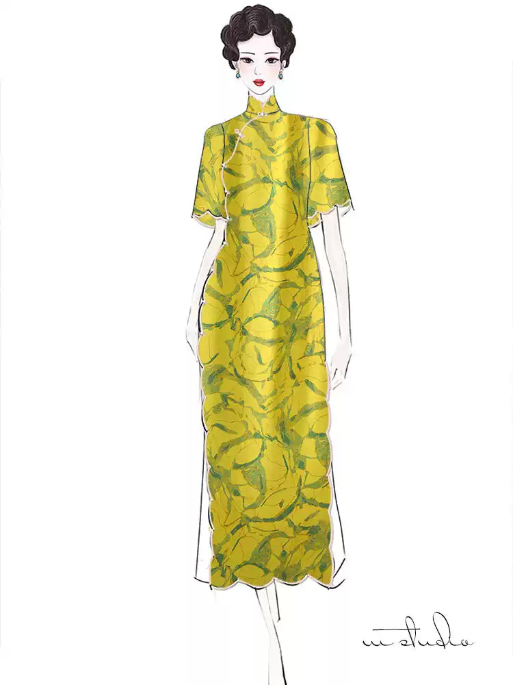 RYJIARII- Hight 60 Count Rayon Satin Faux Silk Chinese Style Floral Cheongsam Dress Fabric - 145cm wide by the Yard