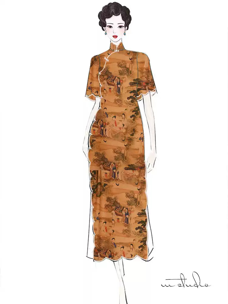 RYSILVTU - Hight 60 Count Rayon Satin Faux Silk Chinese Style Floral Cheongsam Dress Fabric - 145cm wide by the Yard