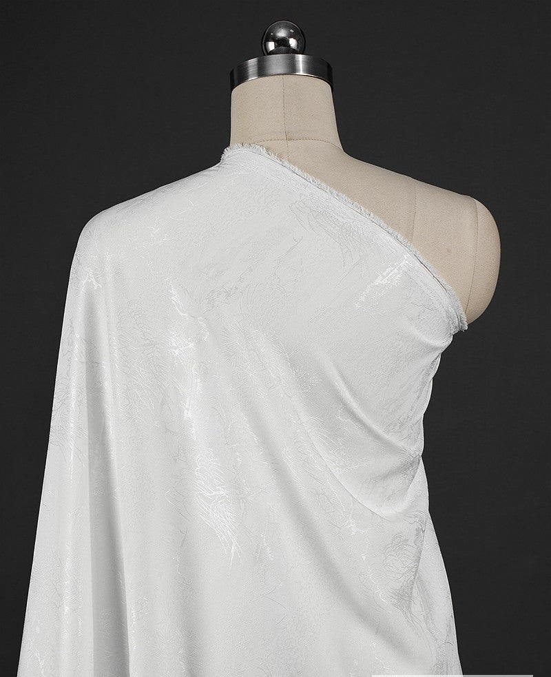 BUSSANS - Three Colours and Small Tree Jacquard Satin Polyester Fabric - 152cm by the yard