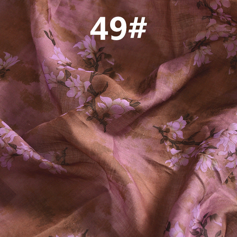 LRSBWL - Pastoral Style Floral Printed 42 Thread Count Ramie Fabric - 140cm wide by the Yard