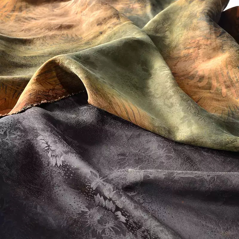 YPZOLV - Handmade 22 Momme HUALUO Jacquard Mud Silk Fabric (Openwork texture) - 116cm by the Yard