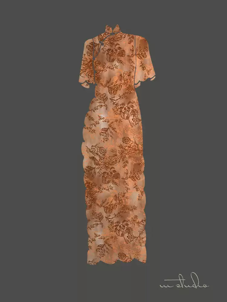 RYQIAHUA - Hight 60 Count Rayon Satin Faux Silk Chinese Style Floral Cheongsam Dress Fabric - 145cm wide by the Yard