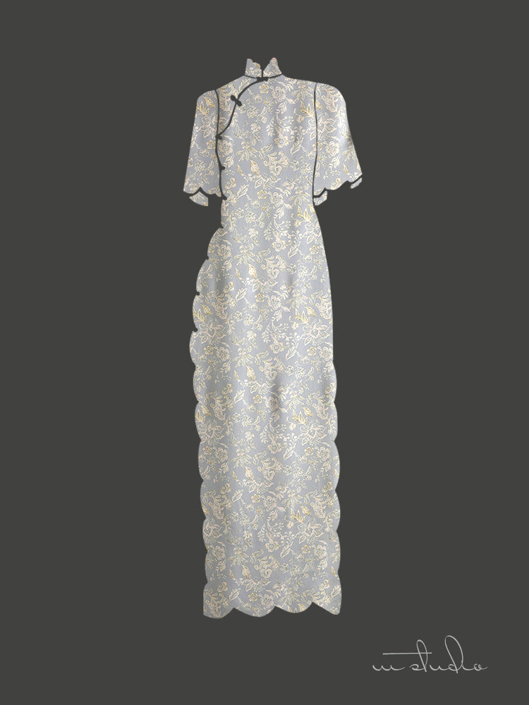 RYSUXIAN - Hight 60 Count Rayon Satin Faux Silk Chinese Style Floral Cheongsam Dress Fabric - 145cm wide by the Yard