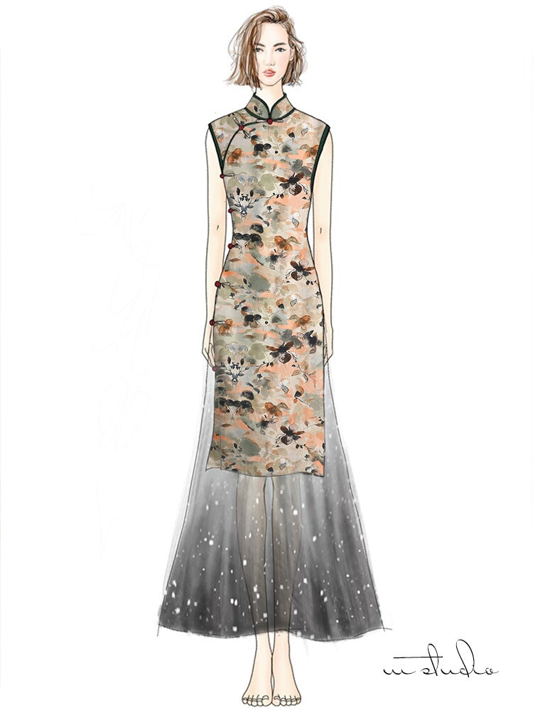 RYLINSEN- Hight 60 Count Rayon Satin Faux Silk Chinese Style Floral Cheongsam Dress Fabric - 145cm wide by the Yard