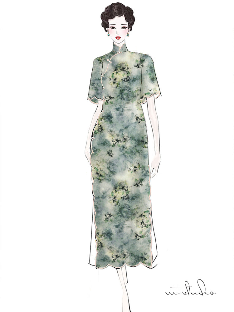 RYKONGYIN - Hight 60 Count Rayon Satin Faux Silk Chinese Style Floral Cheongsam Dress Fabric - 145cm wide by the Yard