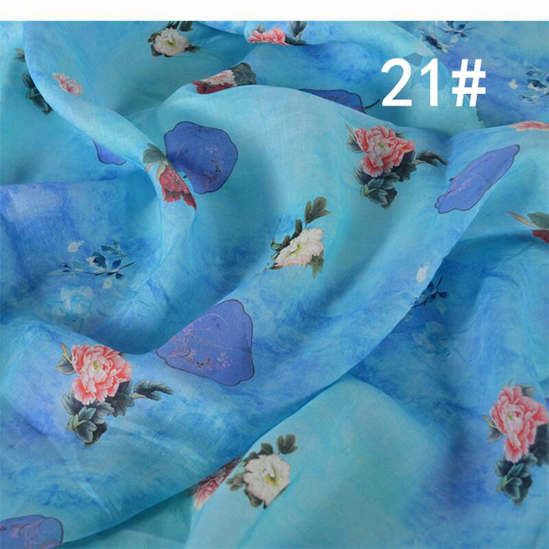 LRYUPS - Vintage Style Cattail Leaf Fan Floral Printed 42 Thread Count Ramie Fabric - 140cm wide by the Yard