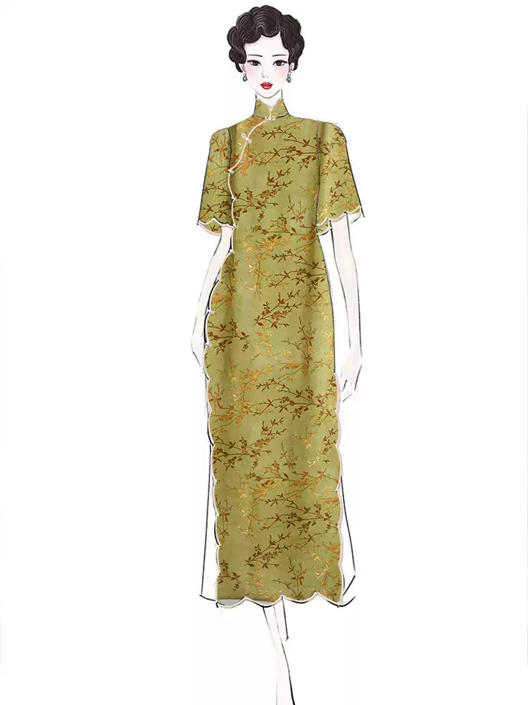 RYJINZHI - Hight 60 Count Rayon Satin Faux Silk Chinese Style Floral Cheongsam Dress Fabric - 145cm wide by the Yard