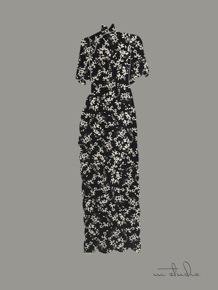 RYCAOYUA - Hight 60 Count Rayon Satin Faux Silk Chinese Style Floral Cheongsam Dress Fabric - 145cm wide by the Yard