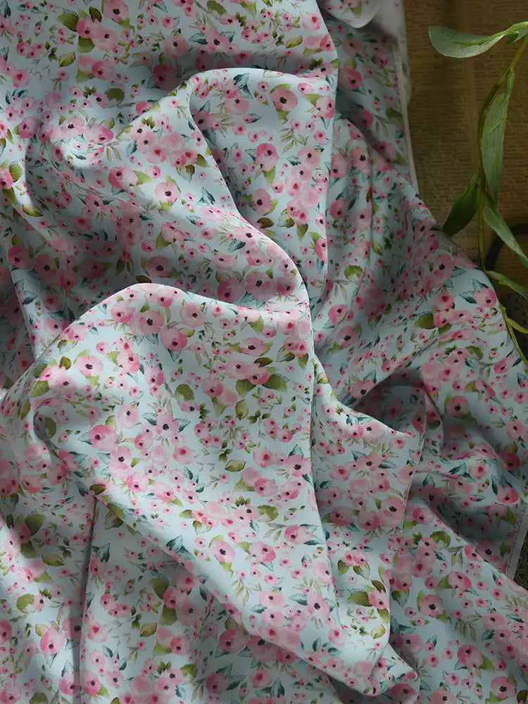 RYXUEGUO - Hight 60 Count Rayon Satin Faux Silk Chinese Style Floral Cheongsam Dress Fabric - 145cm wide by the Yard