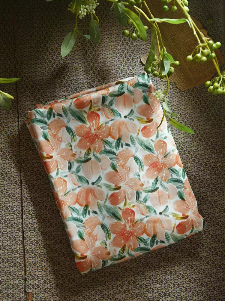 RYHUASHU - Hight 60 Count Rayon Satin Faux Silk Chinese Style Floral Cheongsam Dress Fabric - 145cm wide by the Yard