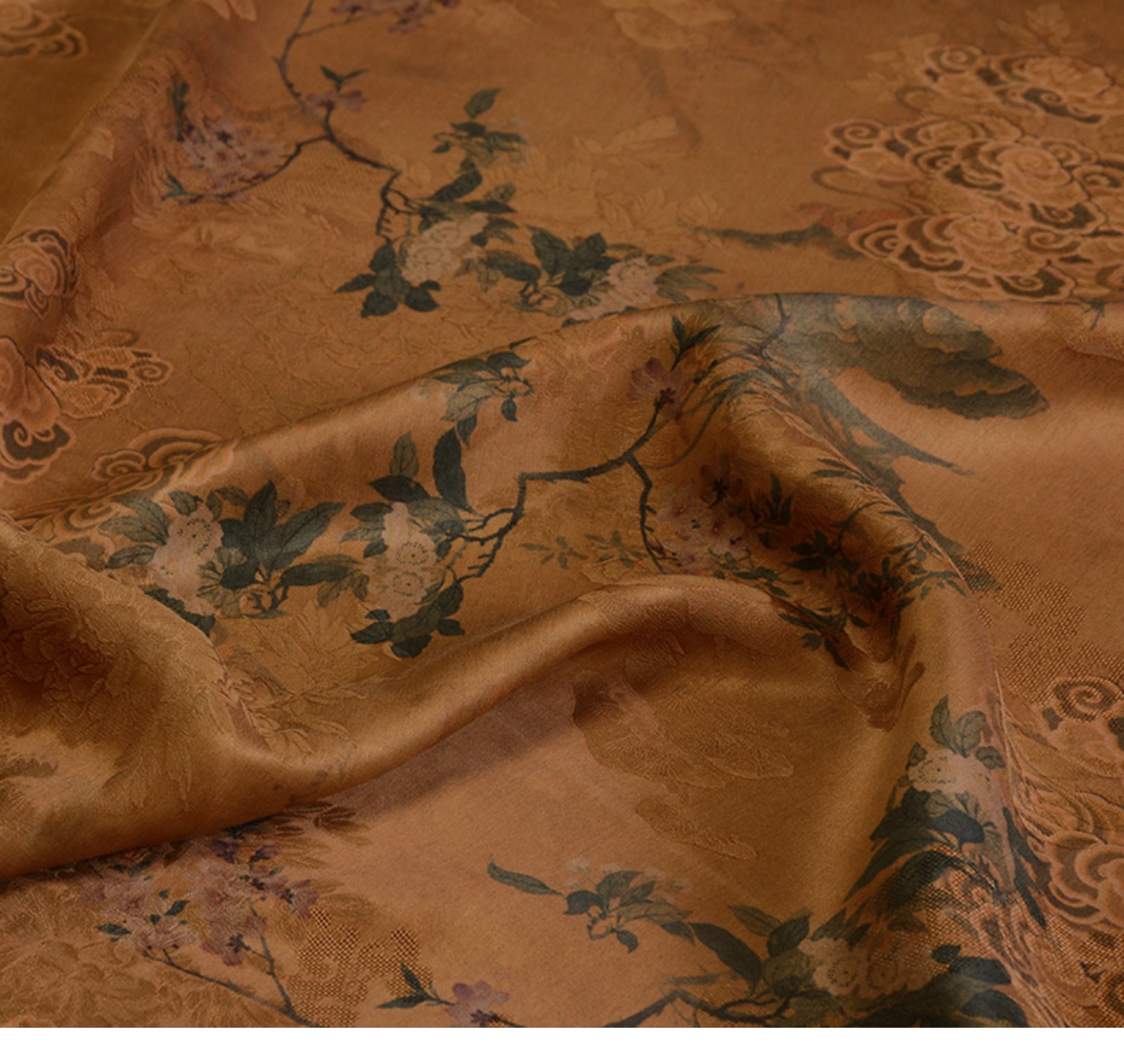 YPZMXY - Handmade 26 Momme HUALUO Jacquard Mud Silk Fabric (Openwork texture) - 110cm by the Yard