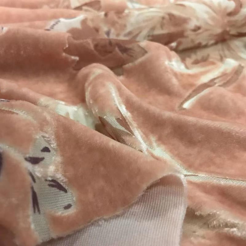 JUFENL - Semi-sheer with a Draping Effect Burnout Silk Velvet Satin Fabric - 114cm wide by the Yard