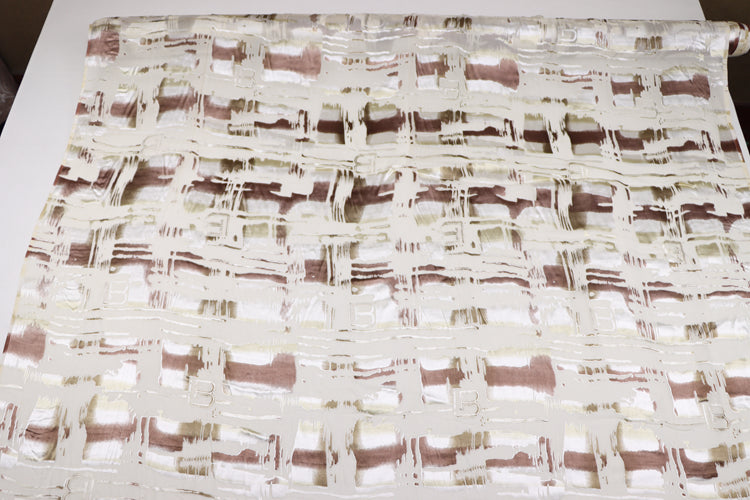 JFHJSF - 16 Momme Metallic Irregular Square Letters Pattern Sheer Burnout Silk Devore Satin Fabric - 114cm wide by the Yard