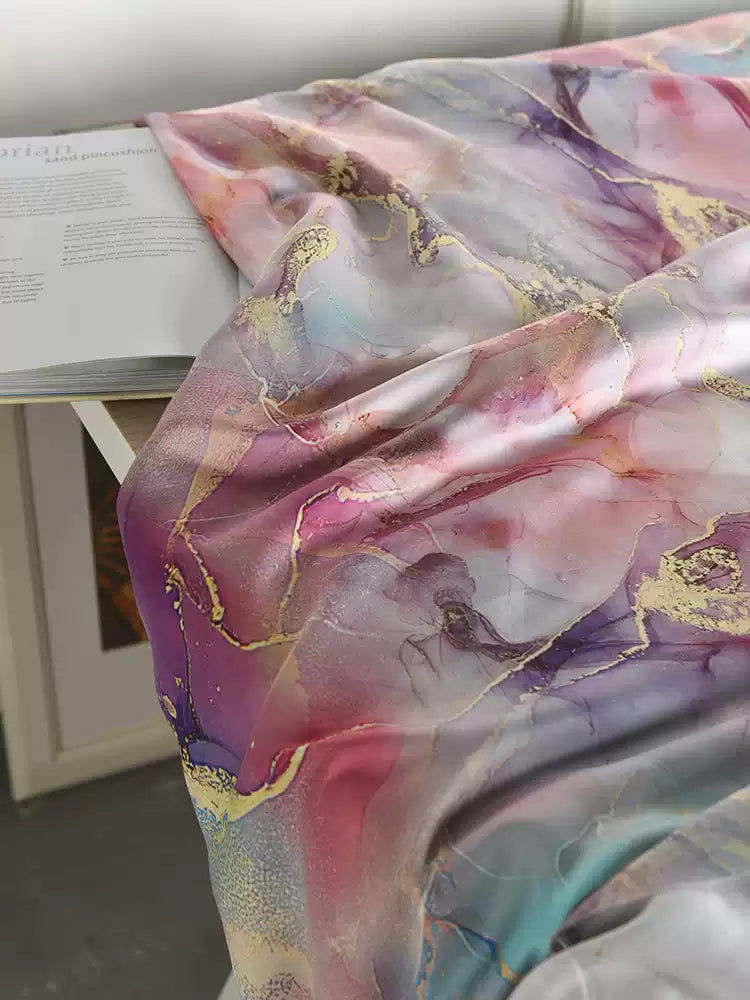 RYYUNFEN - Hight 60 Count Rayon Satin Faux Silk Chinese Style Floral Cheongsam Dress Fabric - 145cm wide by the Yard