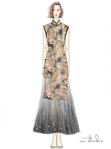 RYFENGHU - Hight 60 Count Rayon Satin Faux Silk Chinese Style Floral Cheongsam Dress Fabric - 145cm wide by the Yard