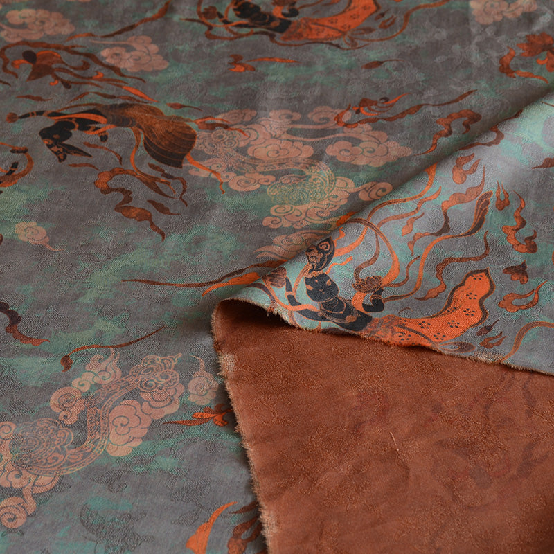 YPQWSI - Handmade 24 Momme HUALUO Jacquard Mud Silk Fabric (Openwork texture) - 110cm by the Yard