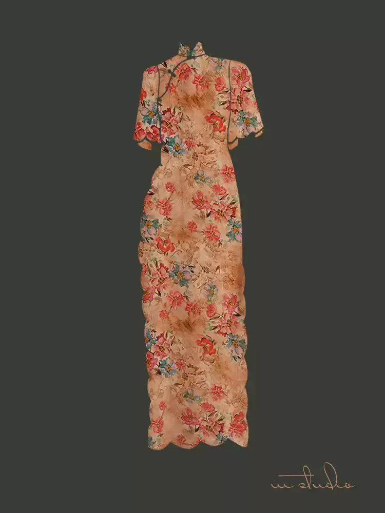 RYWANZUA - Hight 60 Count Rayon Satin Faux Silk Chinese Style Floral Cheongsam Dress Fabric - 145cm wide by the Yard