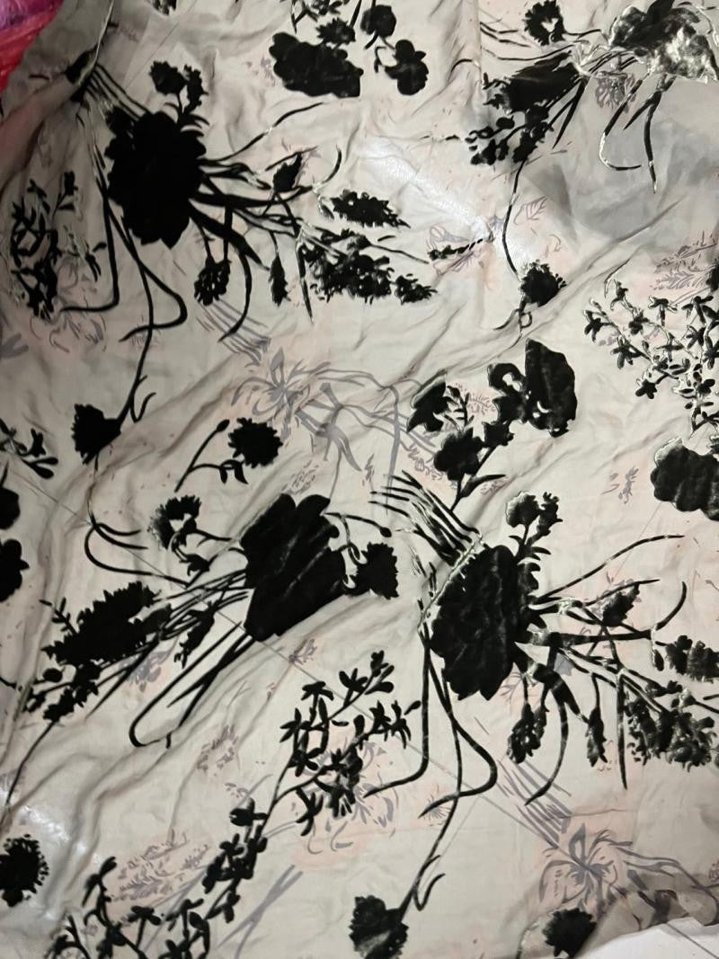 HEILAN - Semi-sheer with a Draping Effect Hot Stamping Sheer Burnout Silk Velvet Satin Fabric - 114cm wide by the Yard