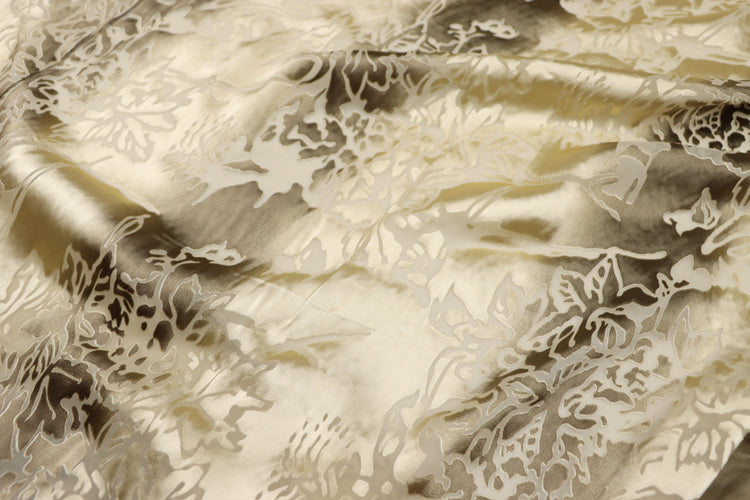 JFHSUL - 17 Momme Vertical Pattern Sheer Burnout Silk Devore Satin Fabric - 114cm wide by the Yard