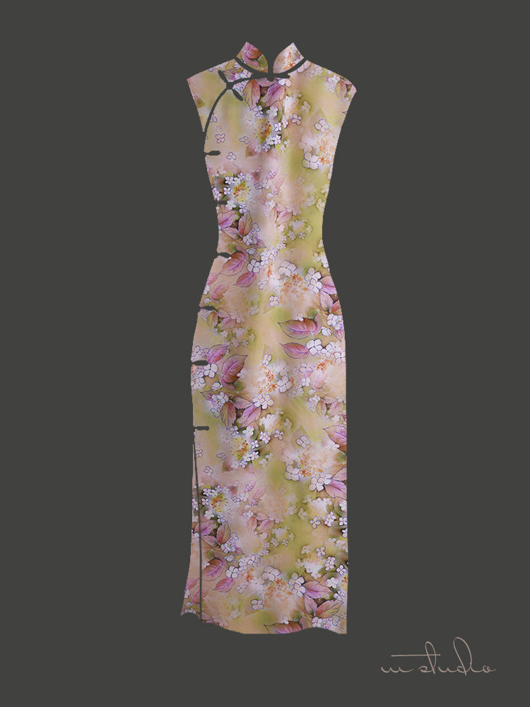 RYHUANAO - Hight 60 Count Rayon Satin Faux Silk Chinese Style Floral Cheongsam Dress Fabric - 145cm wide by the Yard