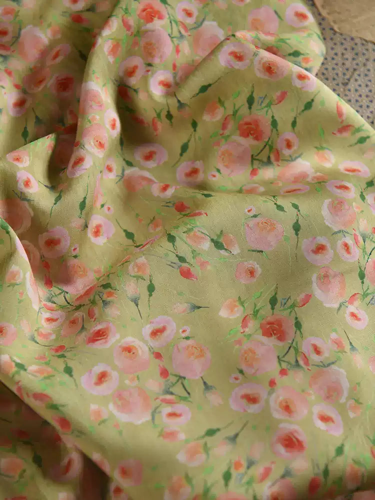 RYXIAFEI - Hight 60 Count Rayon Satin Faux Silk Chinese Style Floral Cheongsam Dress Fabric - 145cm wide by the Yard