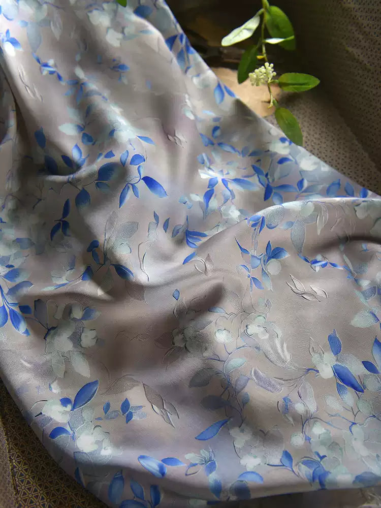 RYRUXUEE - Hight 60 Count Rayon Satin Faux Silk Chinese Style Floral Cheongsam Dress Fabric - 145cm wide by the Yard