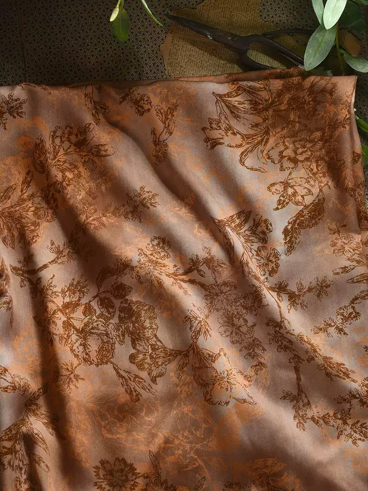 RYQIAHUA - Hight 60 Count Rayon Satin Faux Silk Chinese Style Floral Cheongsam Dress Fabric - 145cm wide by the Yard