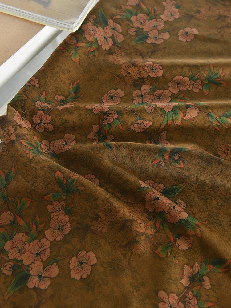 RYCUNGUI- Hight 60 Count Rayon Satin Faux Silk Chinese Style Floral Cheongsam Dress Fabric - 145cm wide by the Yard