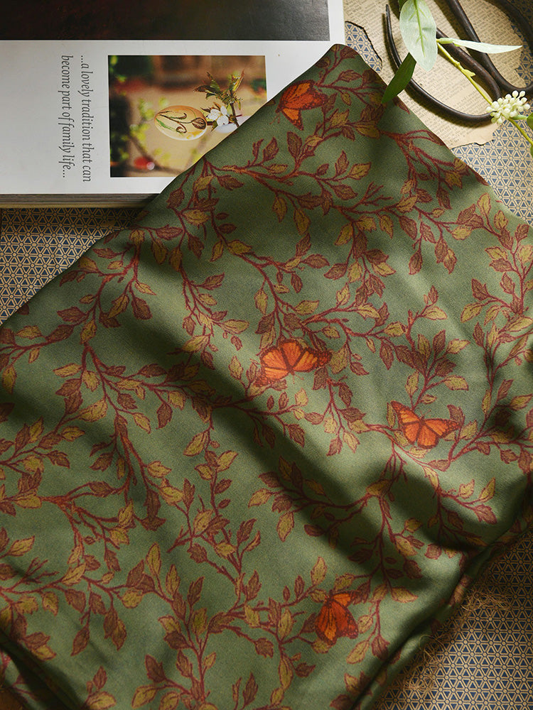 RYHUAJAN - Hight 60 Count Rayon Satin Faux Silk Chinese Style Floral Cheongsam Dress Fabric - 145cm wide by the Yard