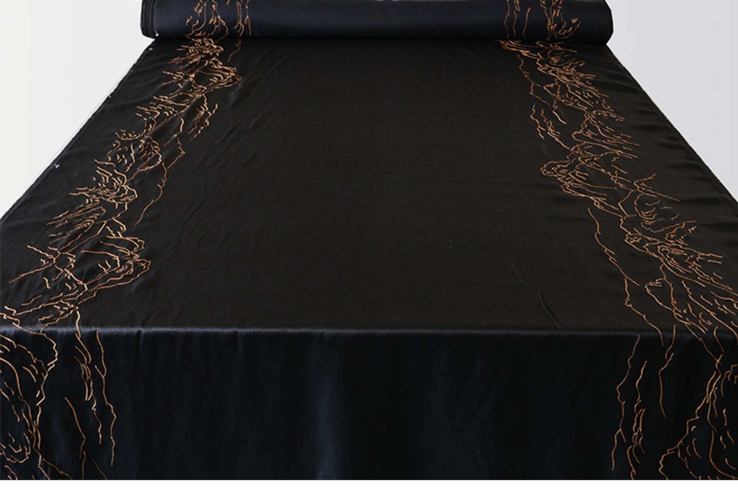 YPSMXI - Handmade 35 Momme Double-Faced Heavy Satin with Raised Mountain Embroidery Mud Silk Satin Fabric - 108cm By the Yard