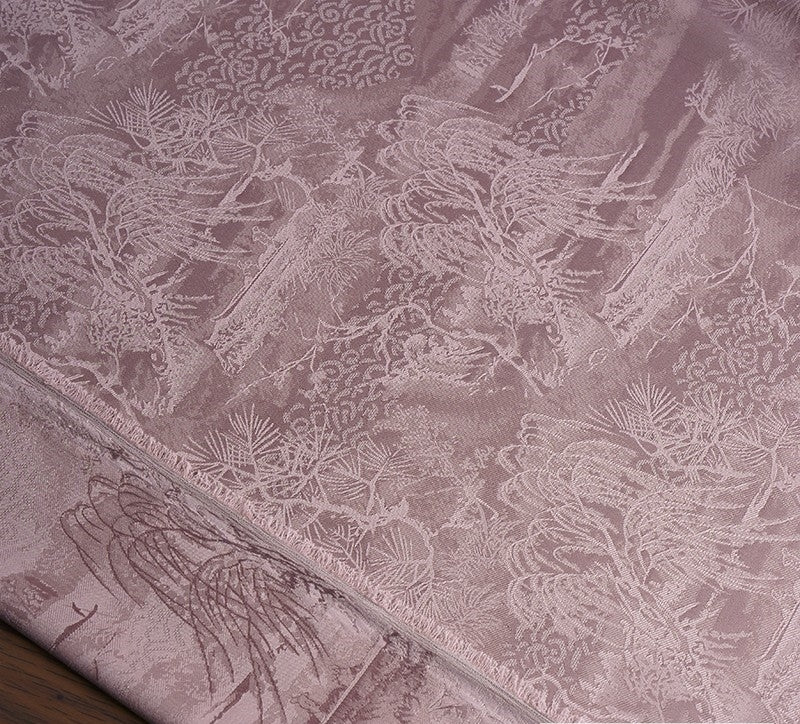 BUSZANF - Dirty Pink and Small Tree Jacquard Satin Polyester Fabric - 152cm by the yard