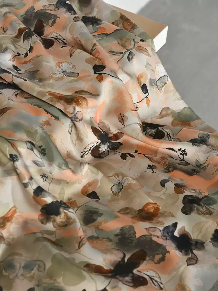 RYLINSEN- Hight 60 Count Rayon Satin Faux Silk Chinese Style Floral Cheongsam Dress Fabric - 145cm wide by the Yard