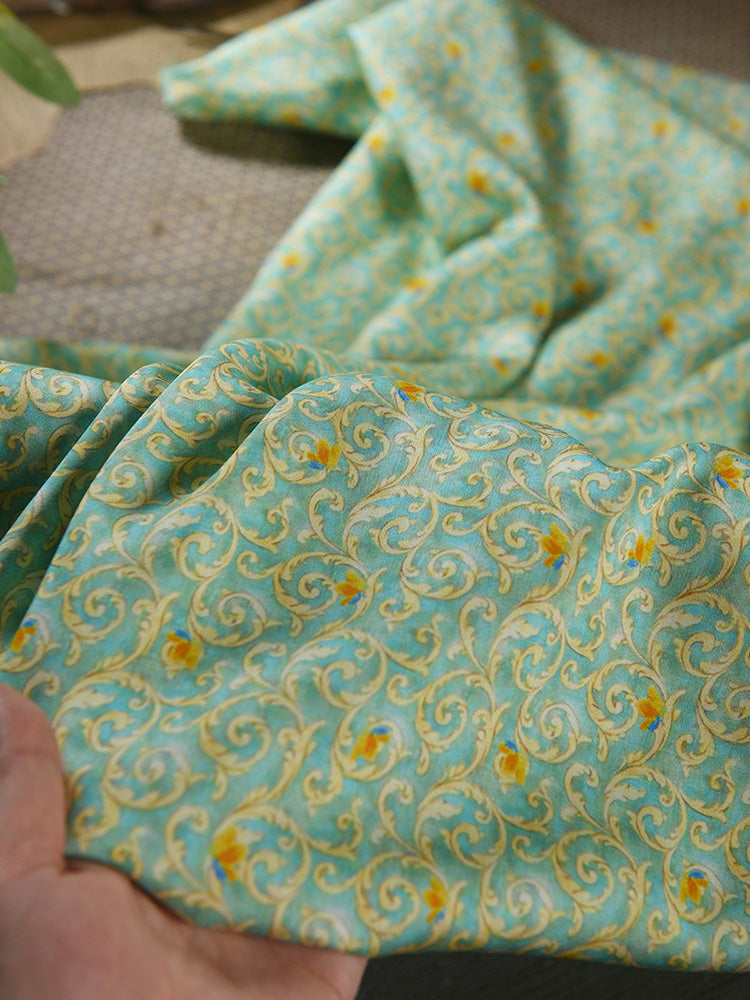 RYLIUYIN - Hight 60 Count Rayon Satin Faux Silk Chinese Style Floral Cheongsam Dress Fabric - 145cm wide by the Yard